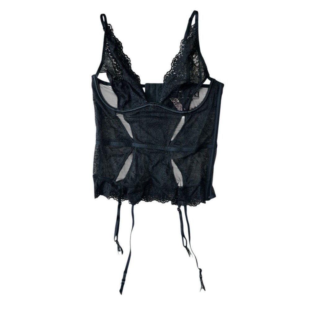 Victoria’s Secret Size Medium Black Lace Corset Bustier Garter Top